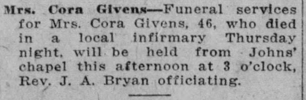 Cora Givens obituary